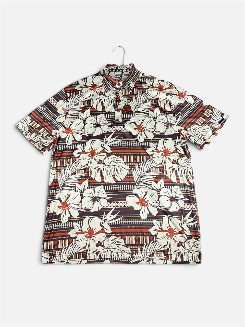 Tattoo Golf Aloha ll Series Men's Floral Hawaiian Tropical Button-Up Shirt L